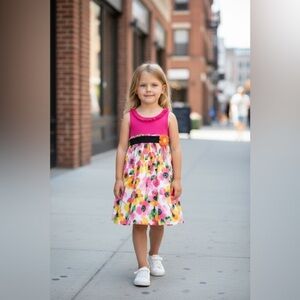 Sophia Rose 🌹 Floral Pink and Black Kids Dress